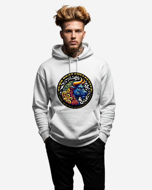 Modern Psychedelic Bull Animal Men's Oversized Hoodie