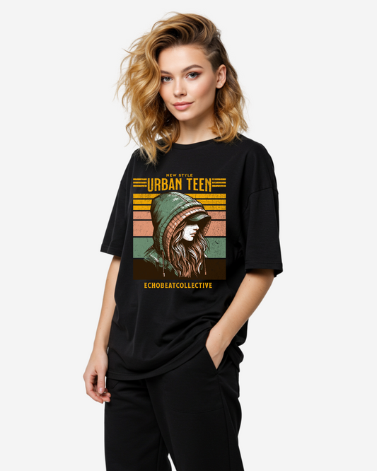 Urban Teen: A Vintage Streetwear Women's Oversized T-Shirt