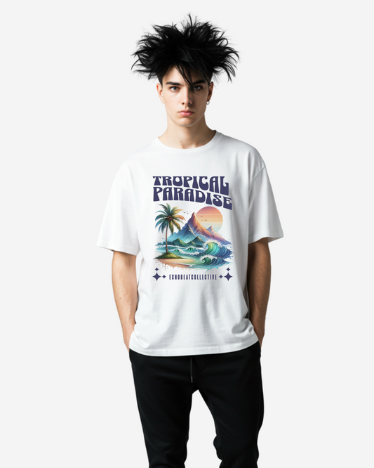 Beach Tropical Paradise Men's Oversized T-Shirt