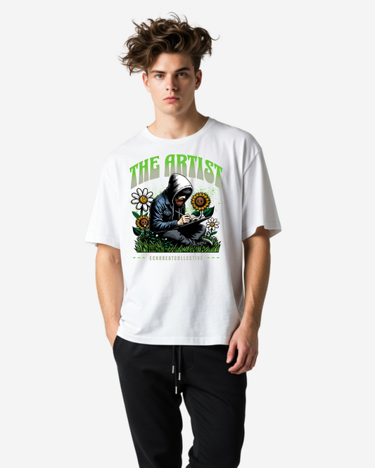 The Artist Drawing in Nature Men's Oversized T-Shirt