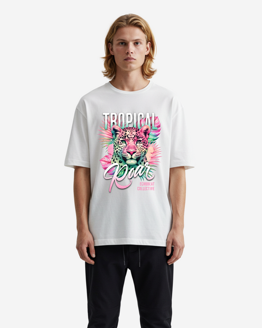 Tropical Leopard Summer Men's Oversized T-Shirt