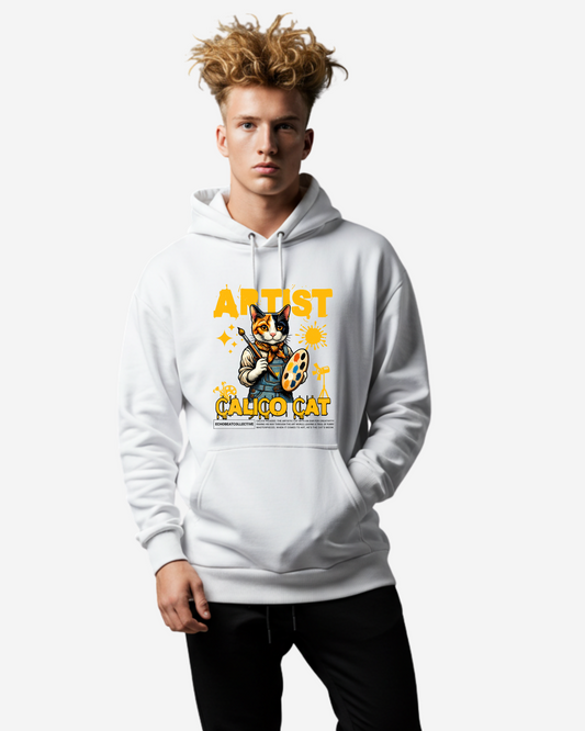 Calico Cat Cute Artist Painting Men's Oversized Hoodie