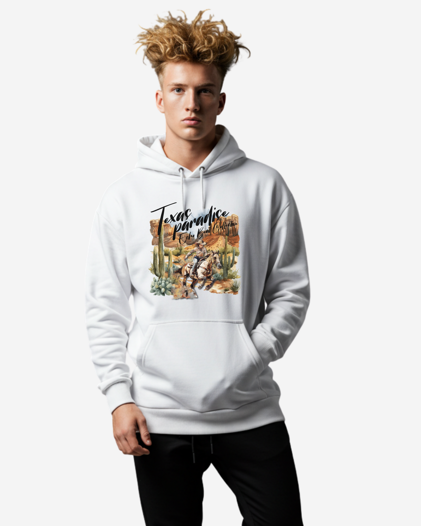 Texas Paradise Watercolor Men's Oversized Hoodie