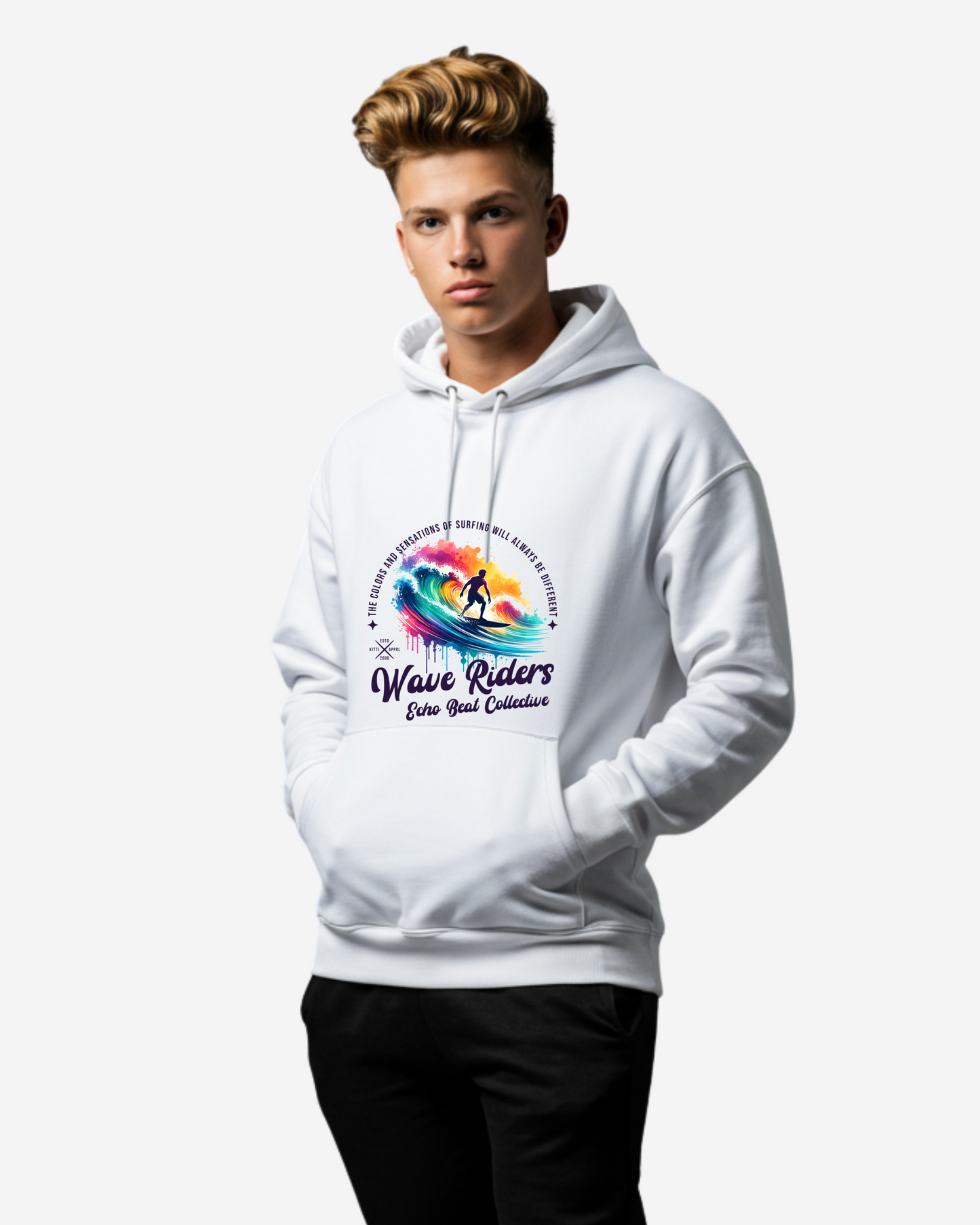 Wave Riders Surfing Watercolor Men's Oversized Hoodie