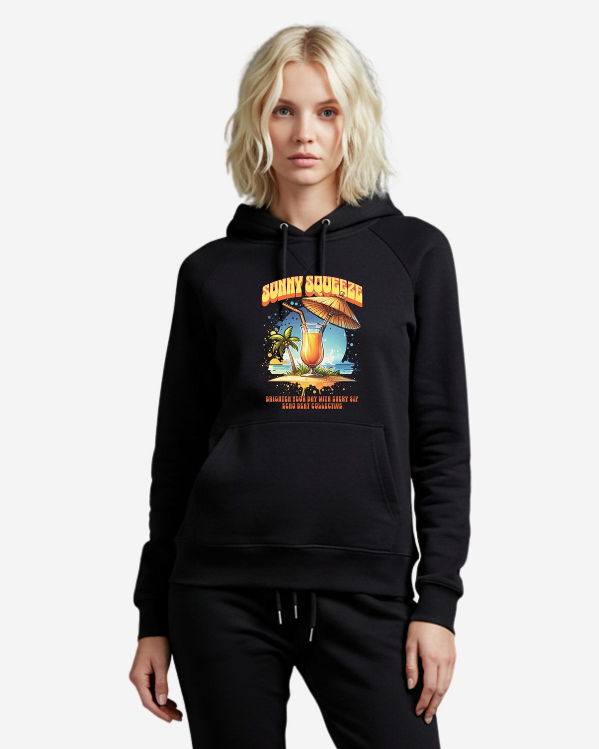 Sunny Squeeze Juice Orange in the Beach Women's Oversized Hoodie