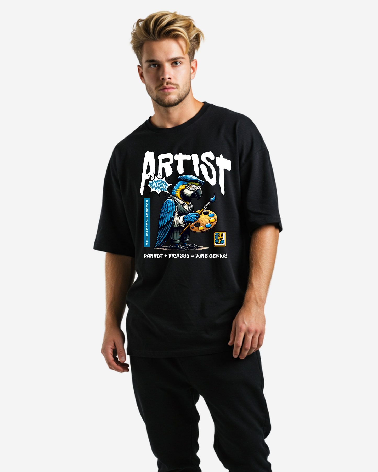 Parrot Artist Bird Men's Oversized T-Shirt