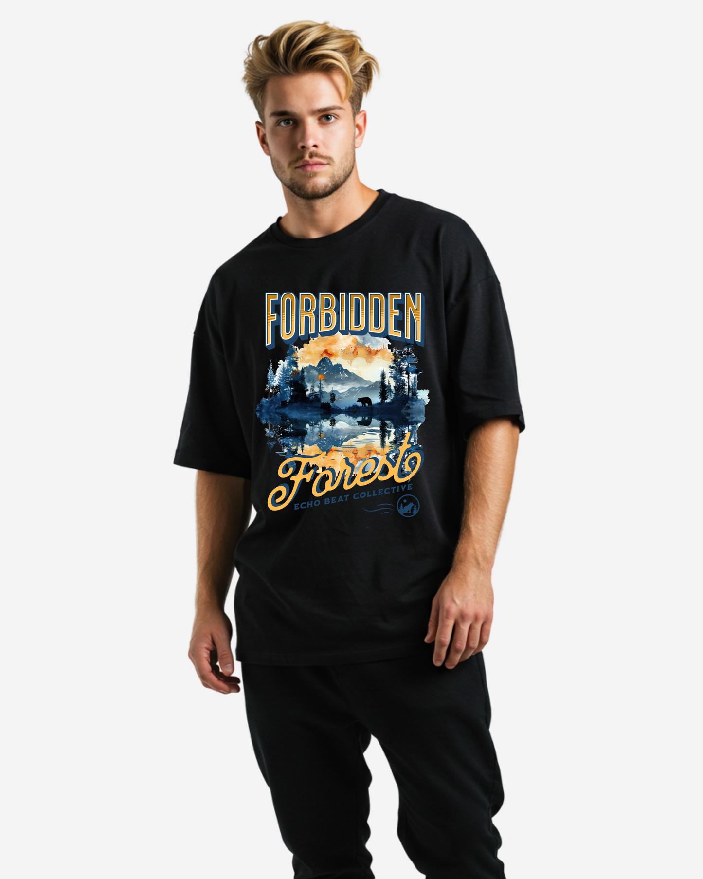 Forbidden Forest Vintage Watercolor Adventure Nature Men's Oversized T-Shirt